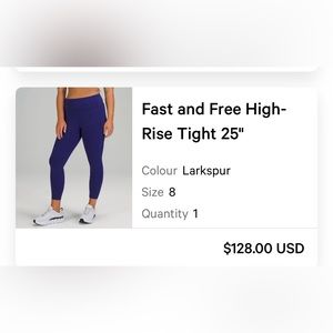 Lululemon Fast and Free  high waisted leggings